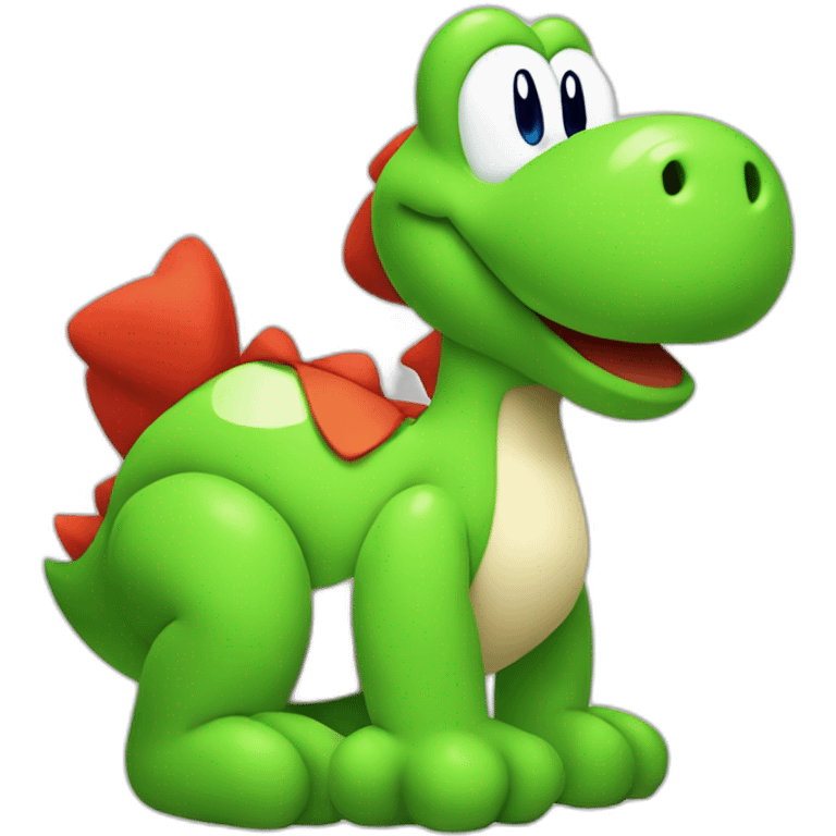 YOSHI from MARIO sitting with red shoes on emoji