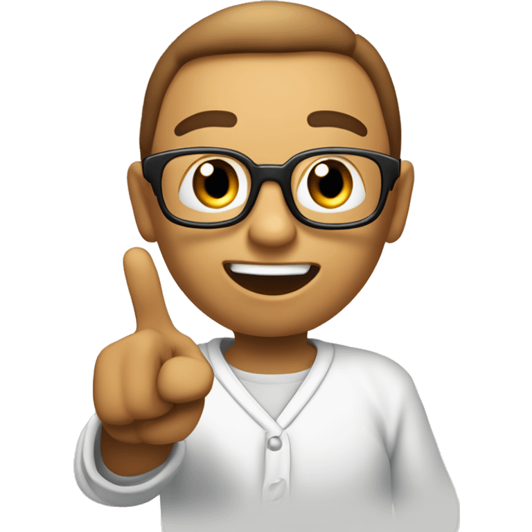 Create an emoji of a person with an enlightened expression, pointing their index finger upward, as if having a ‘Eureka!’ moment. The face shows confidence and energy, symbolizing the realization of an idea. emoji