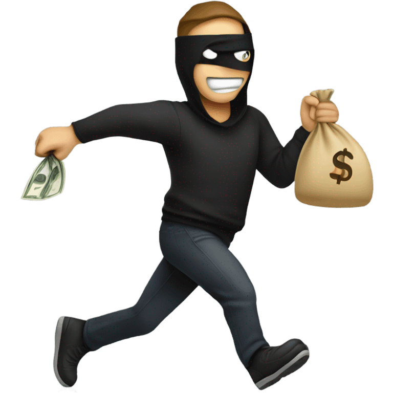 Robber running left Mitch money bag emoji