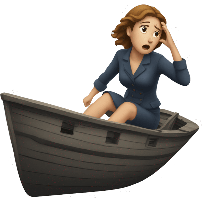 woman scared sinking ship emoji