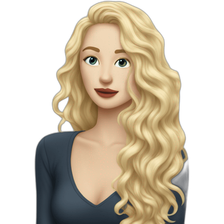 Tom Hiddelston kiss blond woman with very very long wavy hair emoji