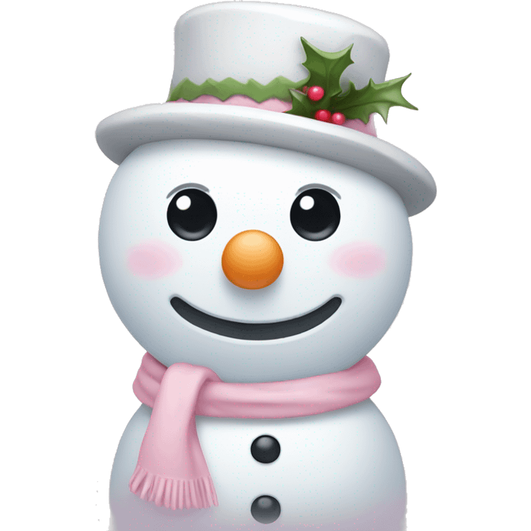 Cute white and light pink snowman emoji