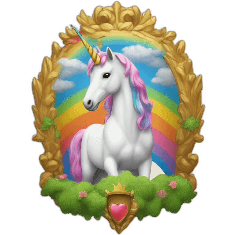 Coat-of-arms-held-by-rainbow-unicorns emoji