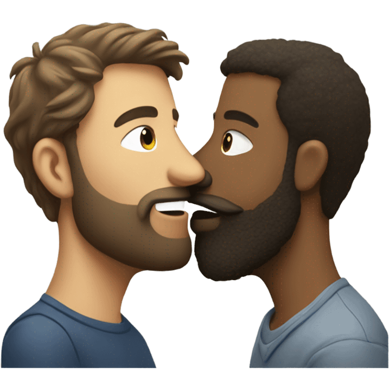 man with beard kissing man with no beard emoji