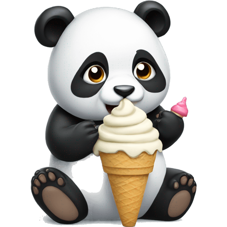 Panda eating ice cream emoji