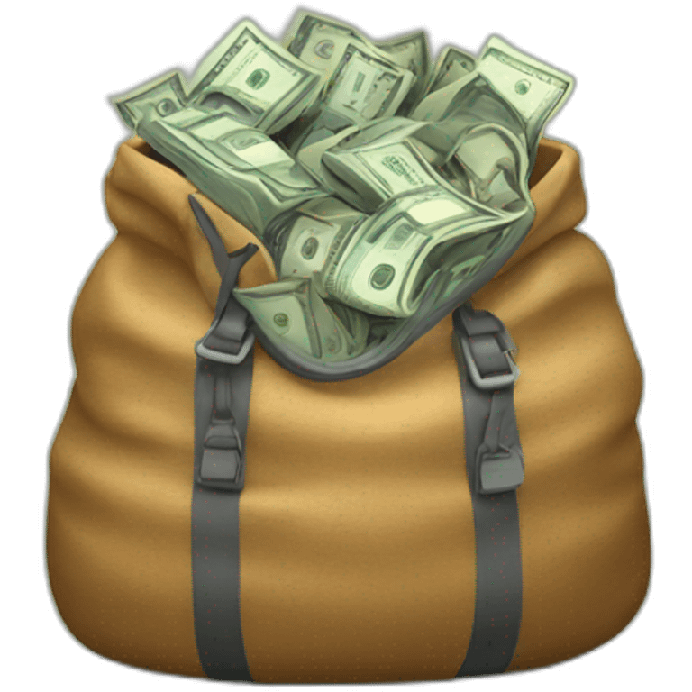 overloaded bag with money emoji