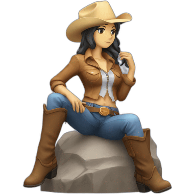 Anime cowgirl position statue emoji