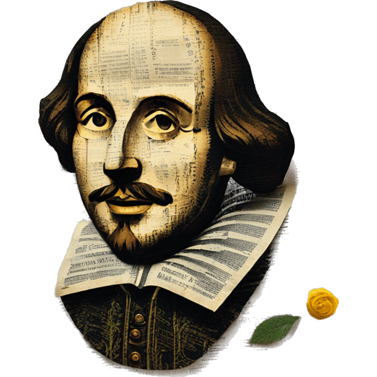 Shakespeare made of newspaper cuttings 420 hemp roses flowers plants leaves emoji