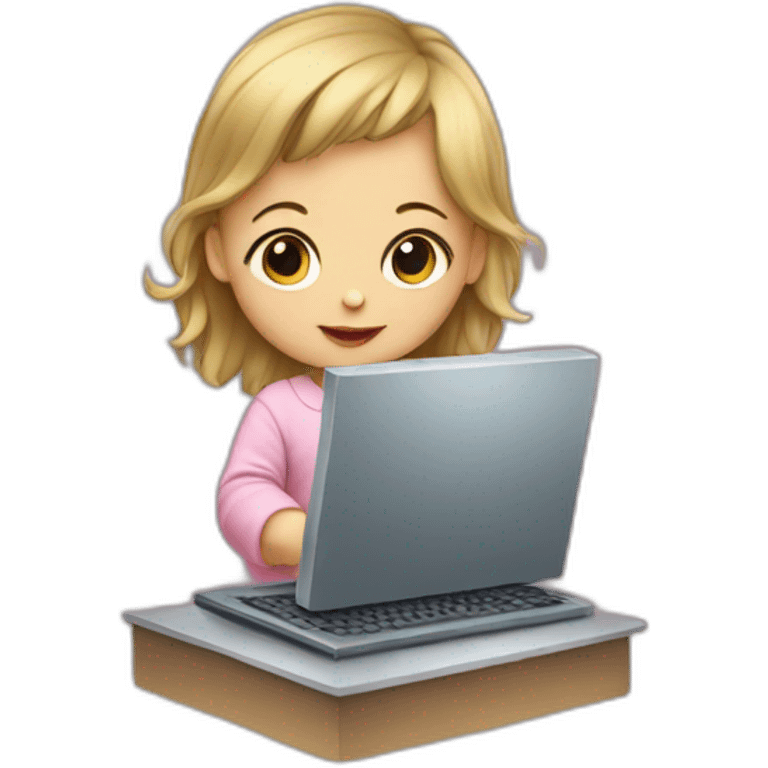 a baby girl using a computer emoji