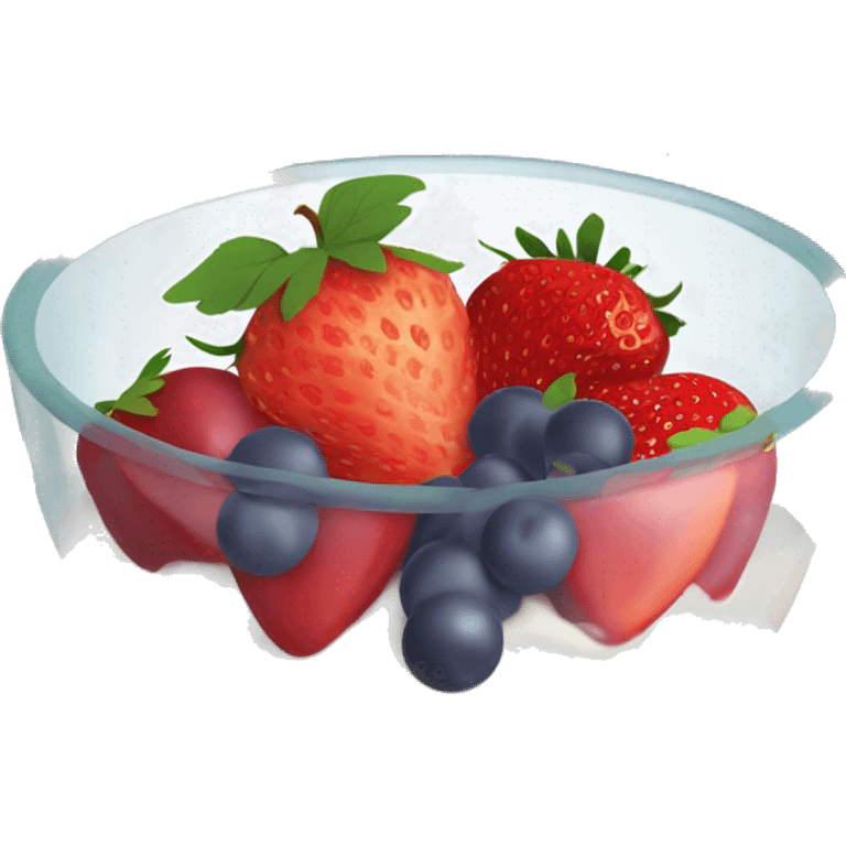 fruit yogurt bowl with strawberries and grapes emoji