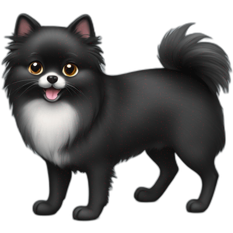 pomeranian, black cat and gray mouse emoji