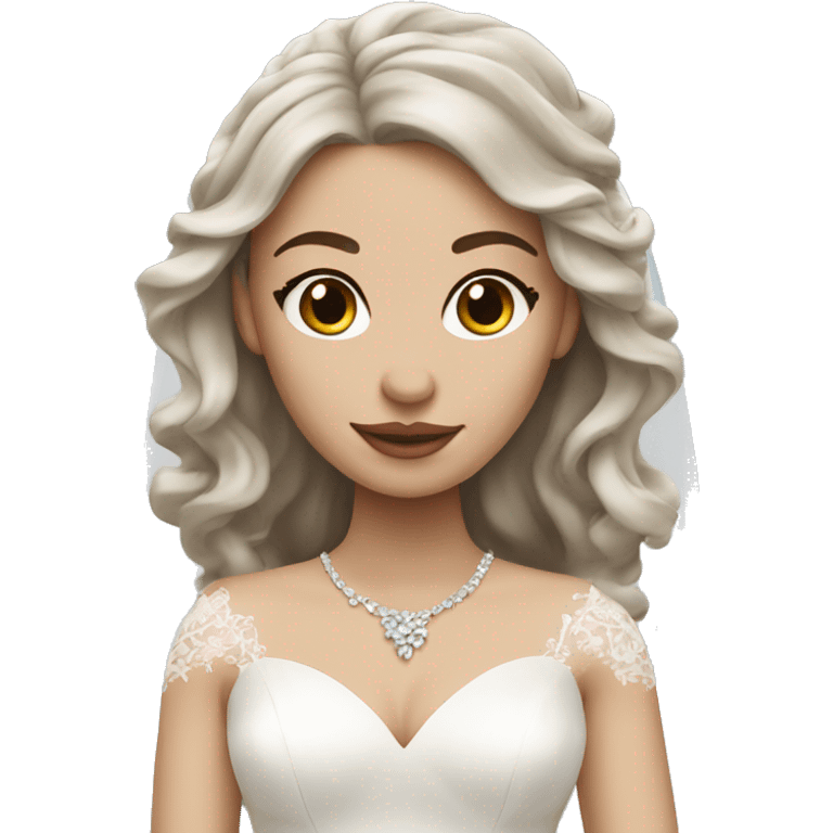 Bride with white skin and long wavy brown hair emoji