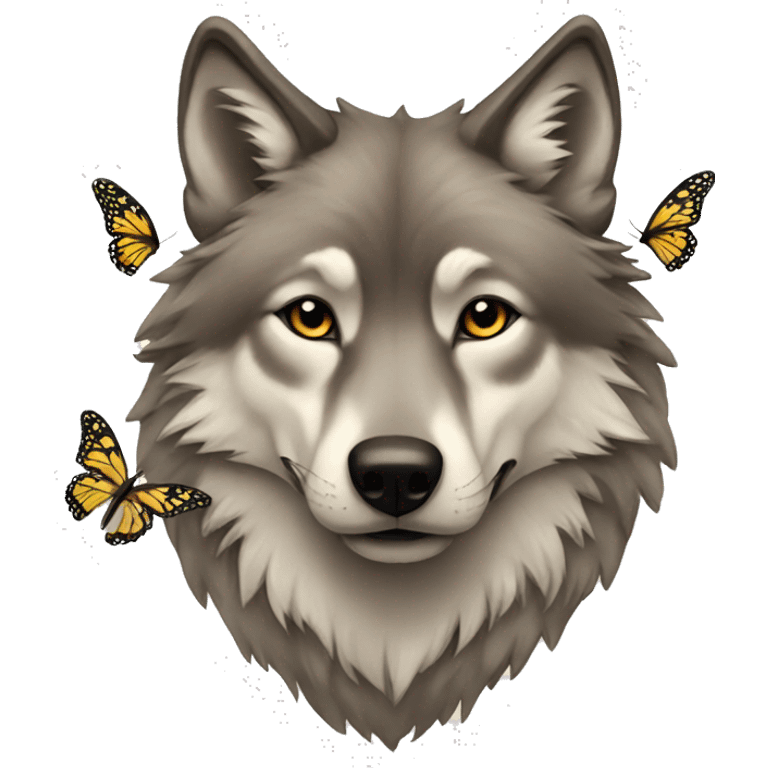 a wolf with butterflies emoji