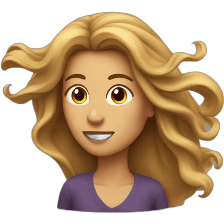 woman with long flowing hair blowing in the wind emoji