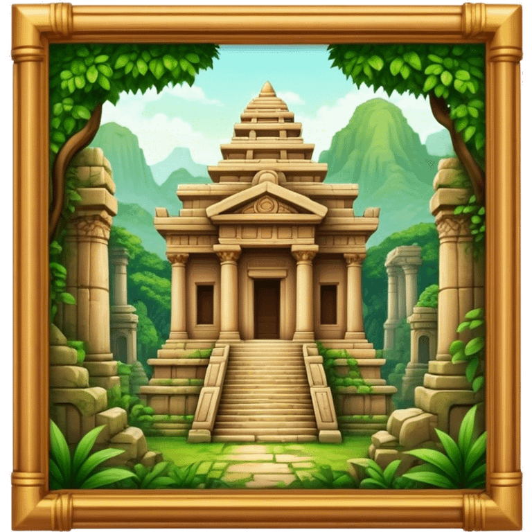 Cinematic Realistic Ayutthaya Ruins Landmark Emoji, depicted with ancient temple ruins amid lush greenery rendered with dramatic textures and nostalgic, warm lighting. emoji