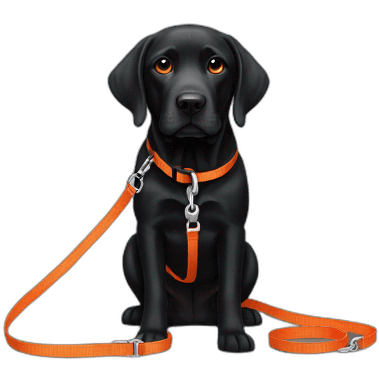 Black and orange labradors with both a red leash emoji