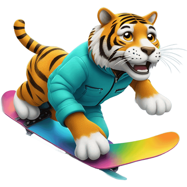 Tiger snowboarding  emoji