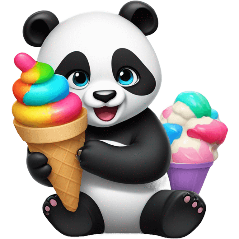 Panda eating ice cream emoji