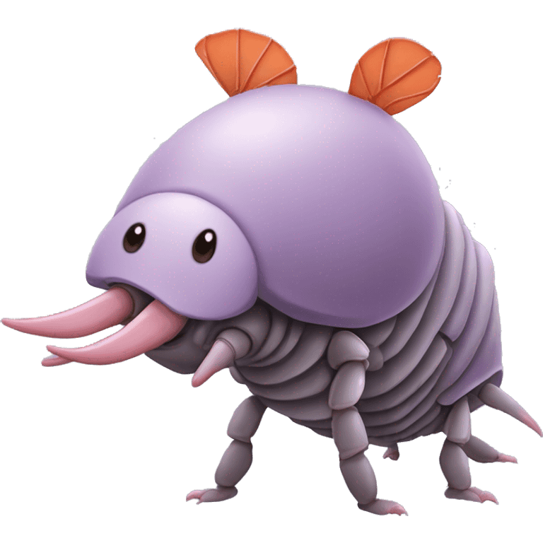 Lavender gray Pig armadillo isopod lobster shrimp pig armadillo darth Vader face emoji