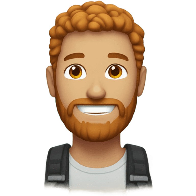 Man with ginger beard and brown hair smiling on the beach emoji