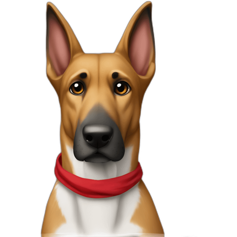 Coonhound/German Shepherd dog wearing small plain red bandana walking left semi realistic with floppy ears emoji