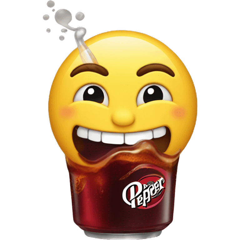 Smiley drinking Dr Pepper emoji