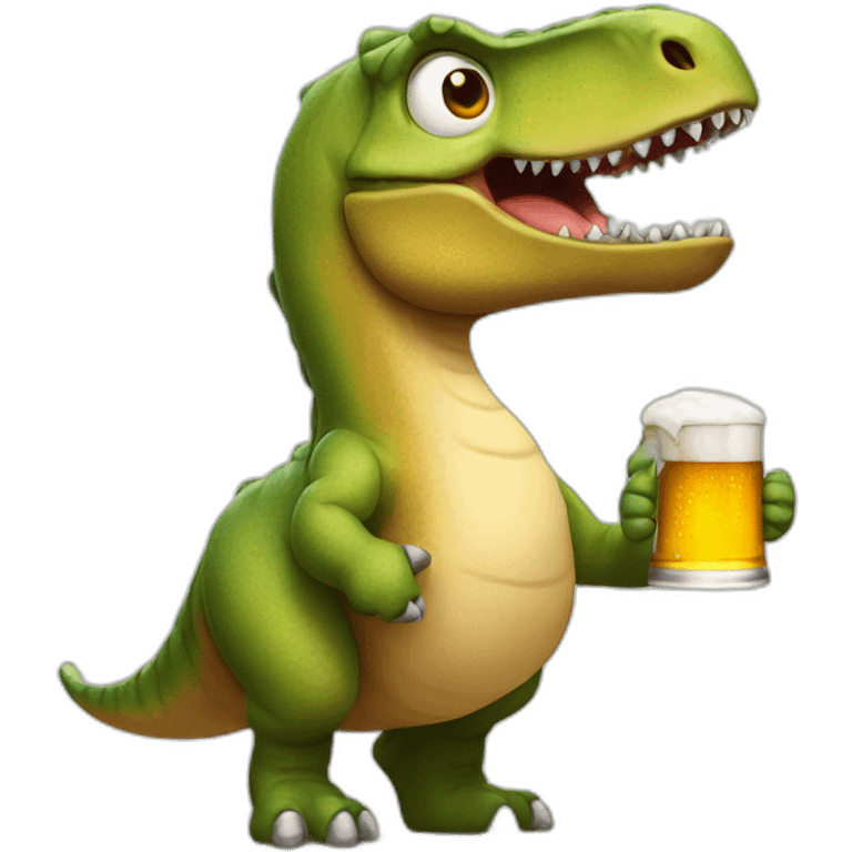 Dinosaur with a beer emoji