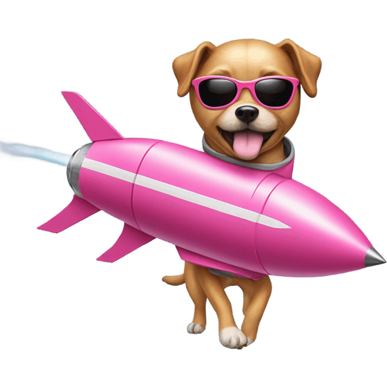 Dog on a rocket wearing sunglasses and pink shorts emoji