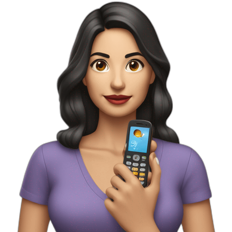 Morena con telefono motorola con numeros en la mano emoji