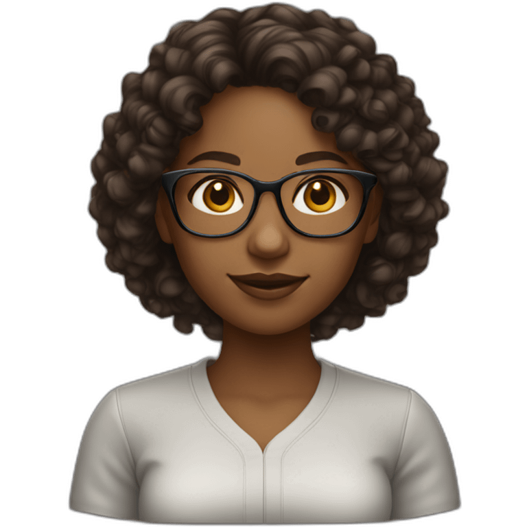 young black woman software engineer with eyeglasses with curly brown hair emoji