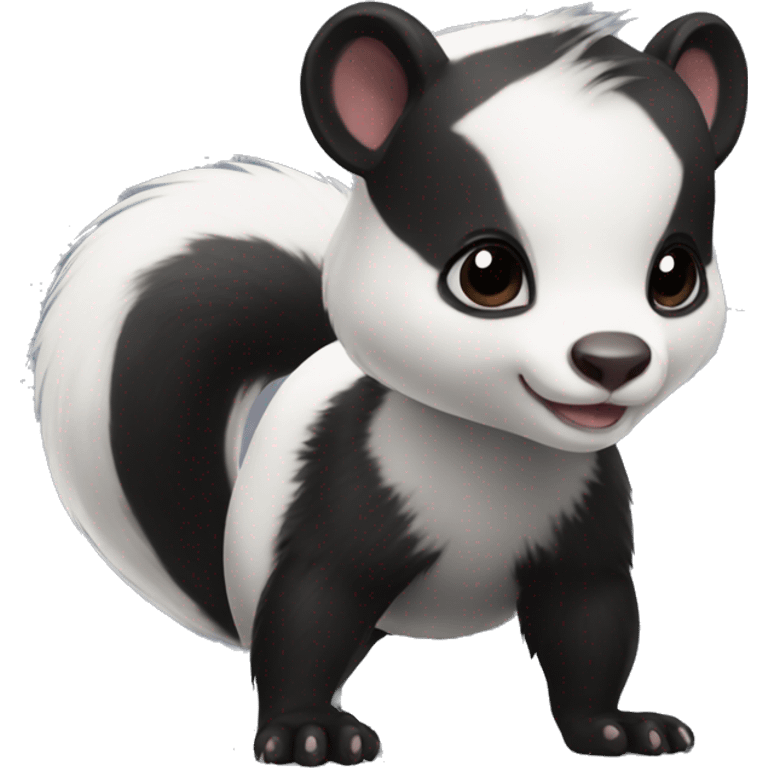 Cute skunk-panda-ferret-hybrid full body emoji