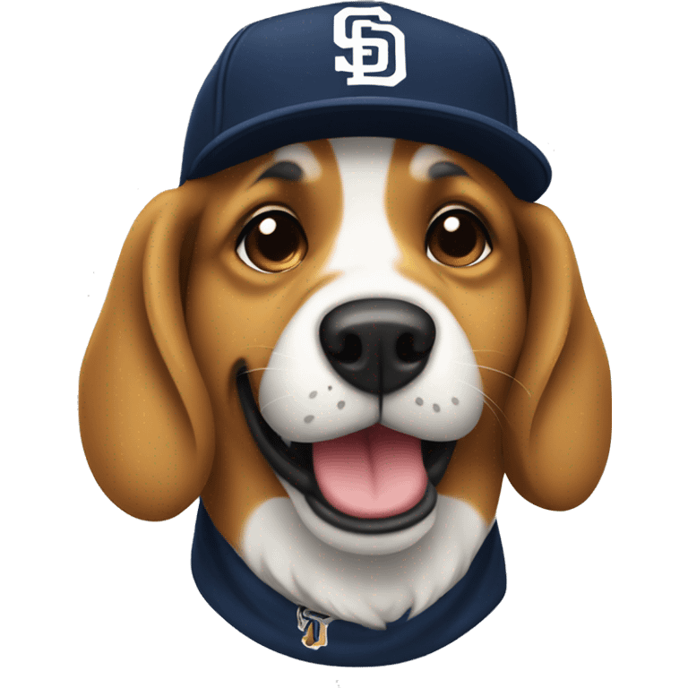 Dog wearing padres hat emoji