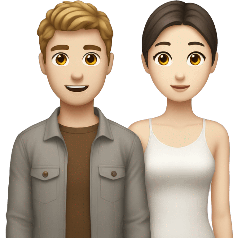 couple that is south korean girl and brown haired white guy emoji