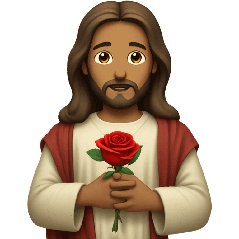 Jesus holding a rose emoji