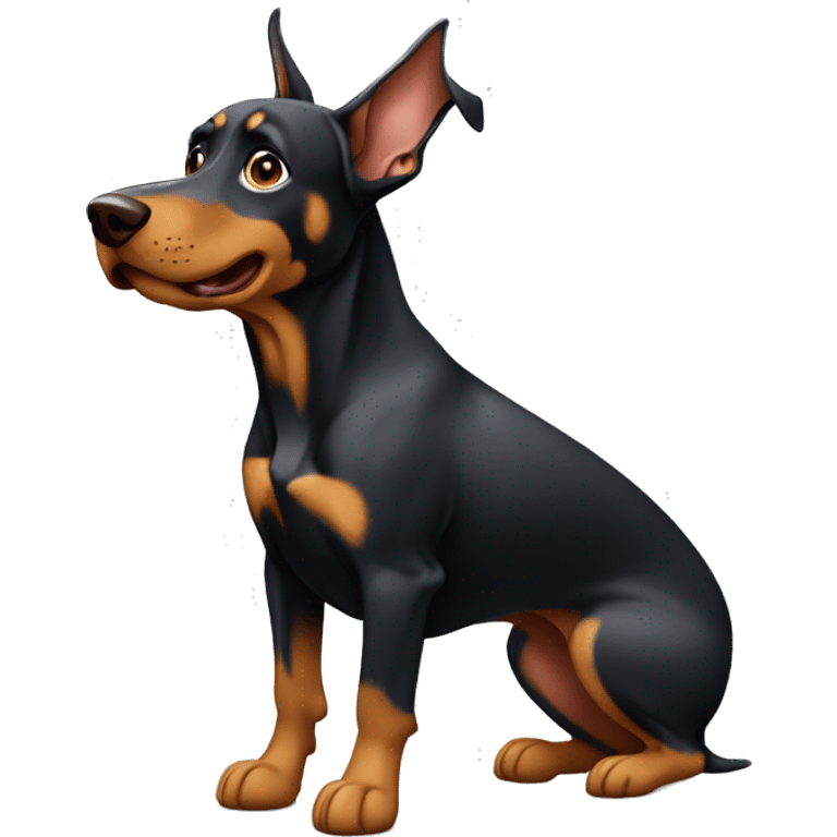 Cachorro dobermann segurando um peso na academia  emoji