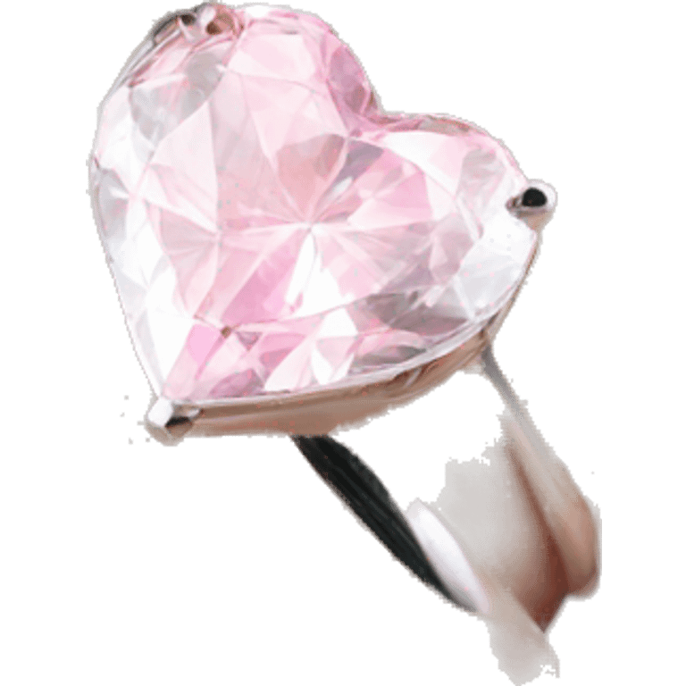 Diamond silver  ring light pink heart emoji