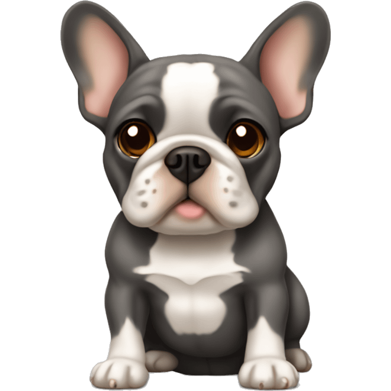 Dark grey French bulldog with brown tan emoji