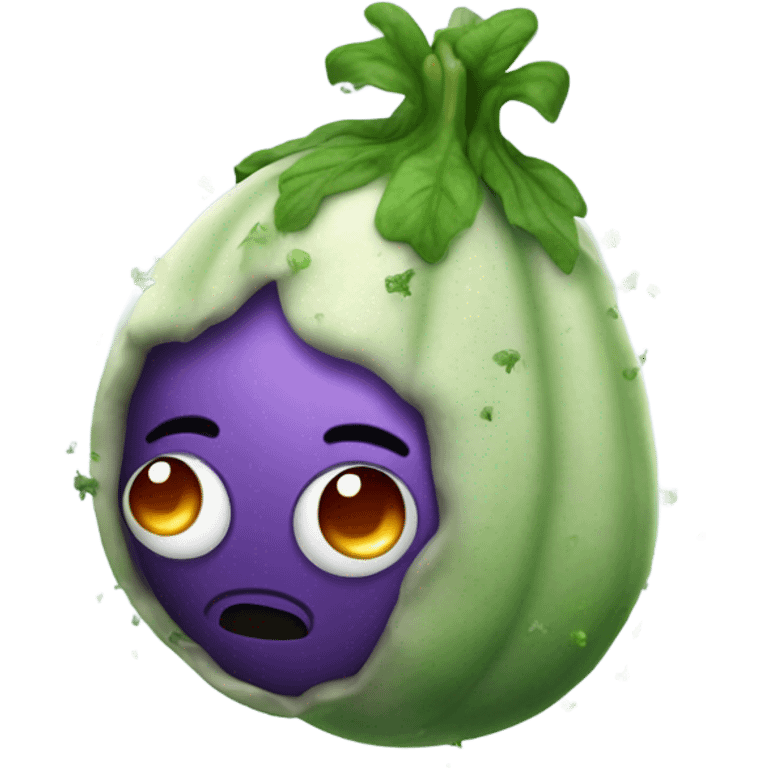 stinky eggplant with green air coming from it with flies and mold emoji