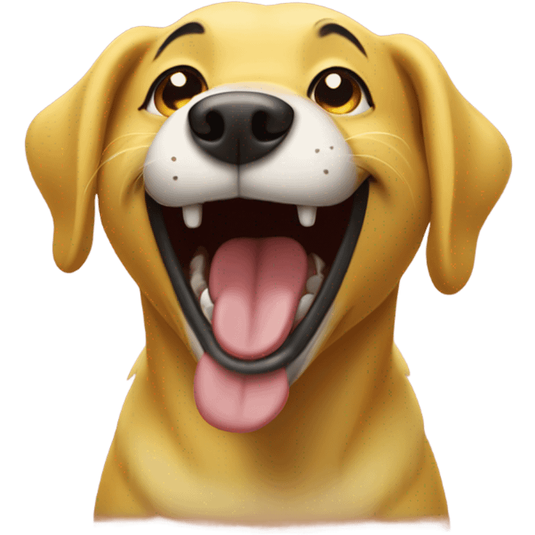 Yellow dog laughing  emoji