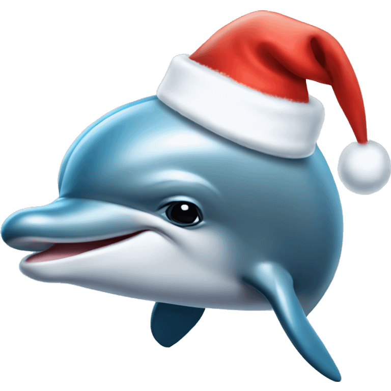 Dolphin wearing a Christmas hat emoji