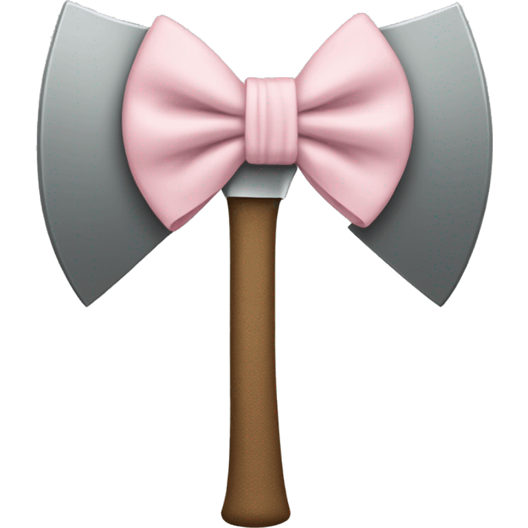 axe with a pale pink bow tied on the handle emoji