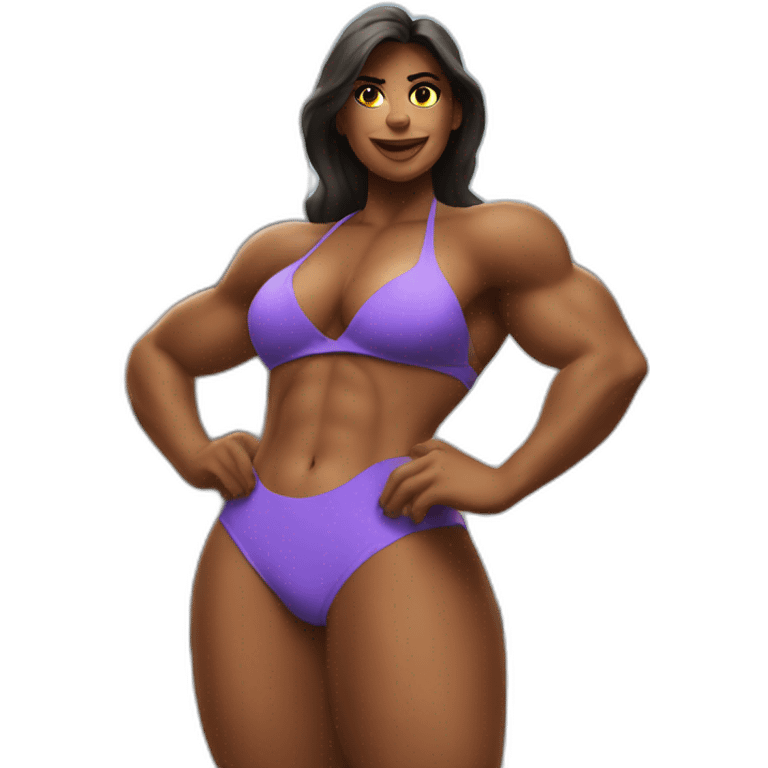 Giant Muscular woman bikini in a city emoji