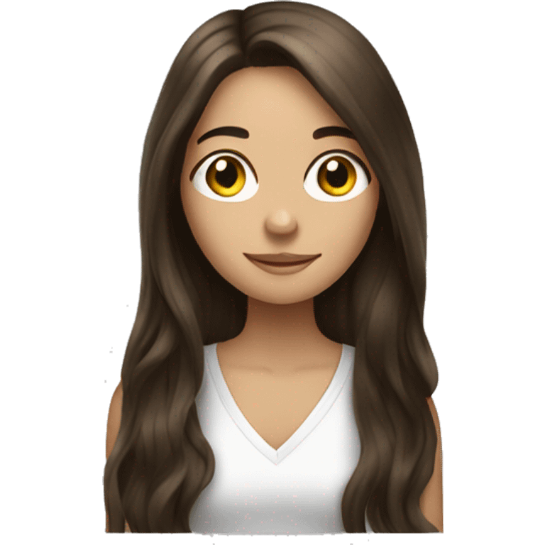 Brunette long haired girl getting ready emoji