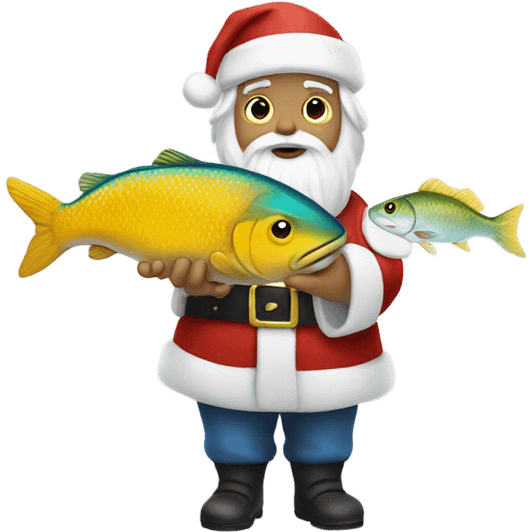 White Santa with fish in his hands  emoji