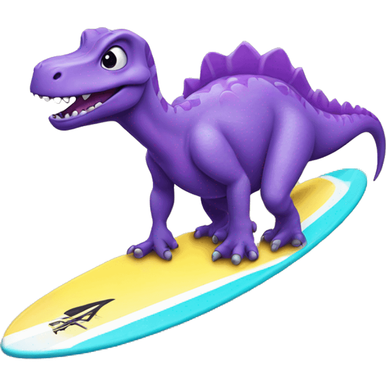 Purple dinosaur on a surfboard  emoji