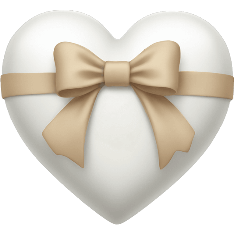 white heart with beige bow emoji