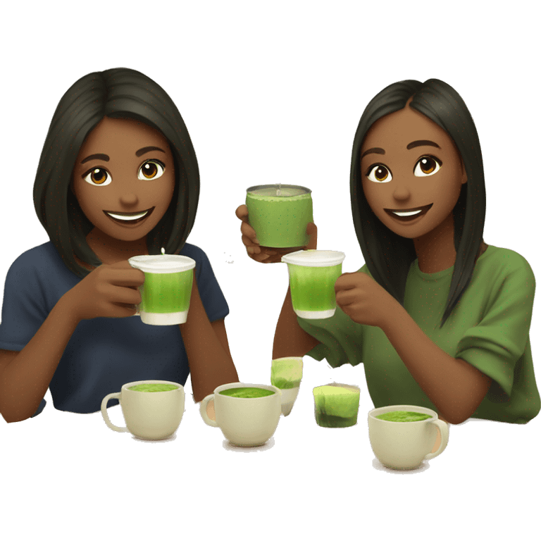 Some Girls drinking Matcha at the Matcha HubHub emoji