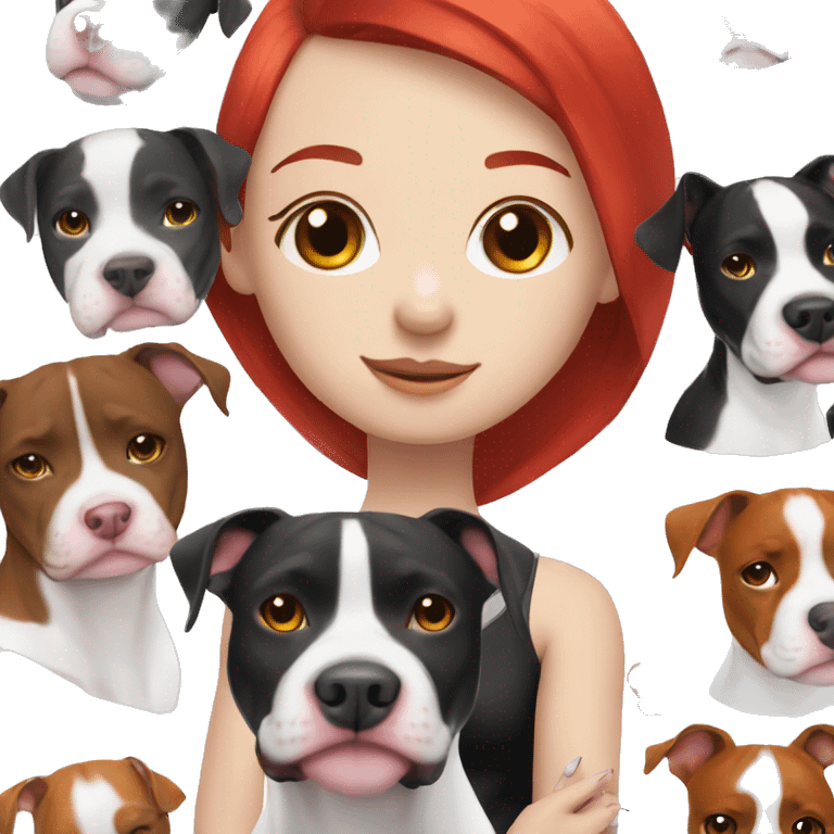 Black and white pitbull with red head girl owner emoji