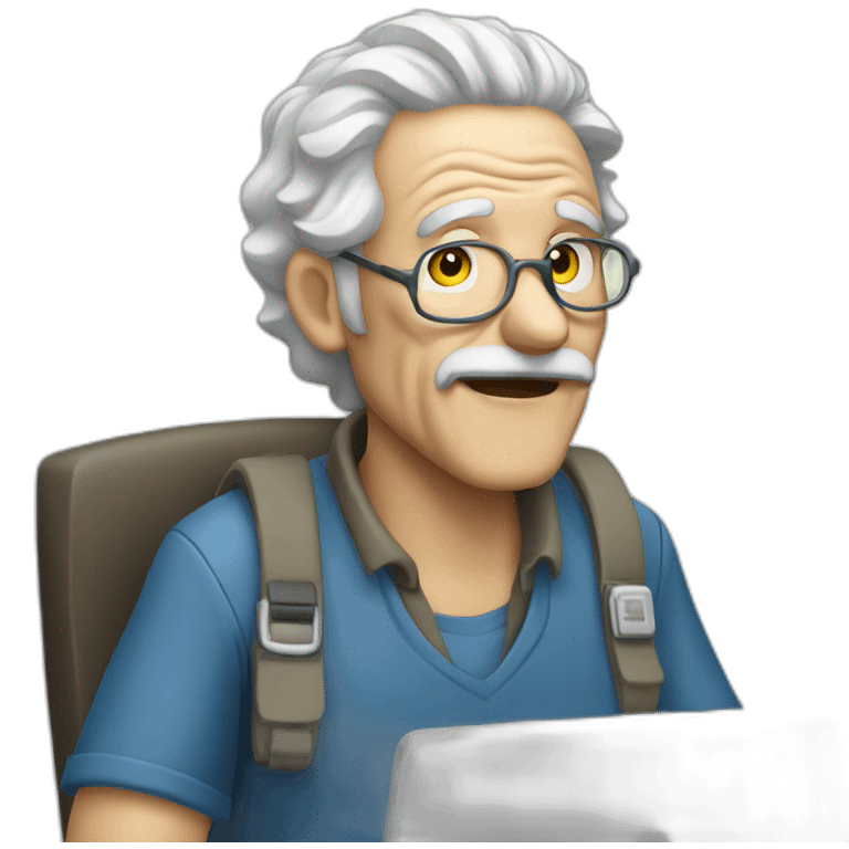 Crazy old man working in techical support emoji