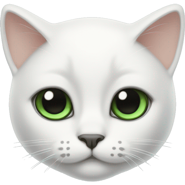 White cat black ears, black over right eye and green eyes emoji